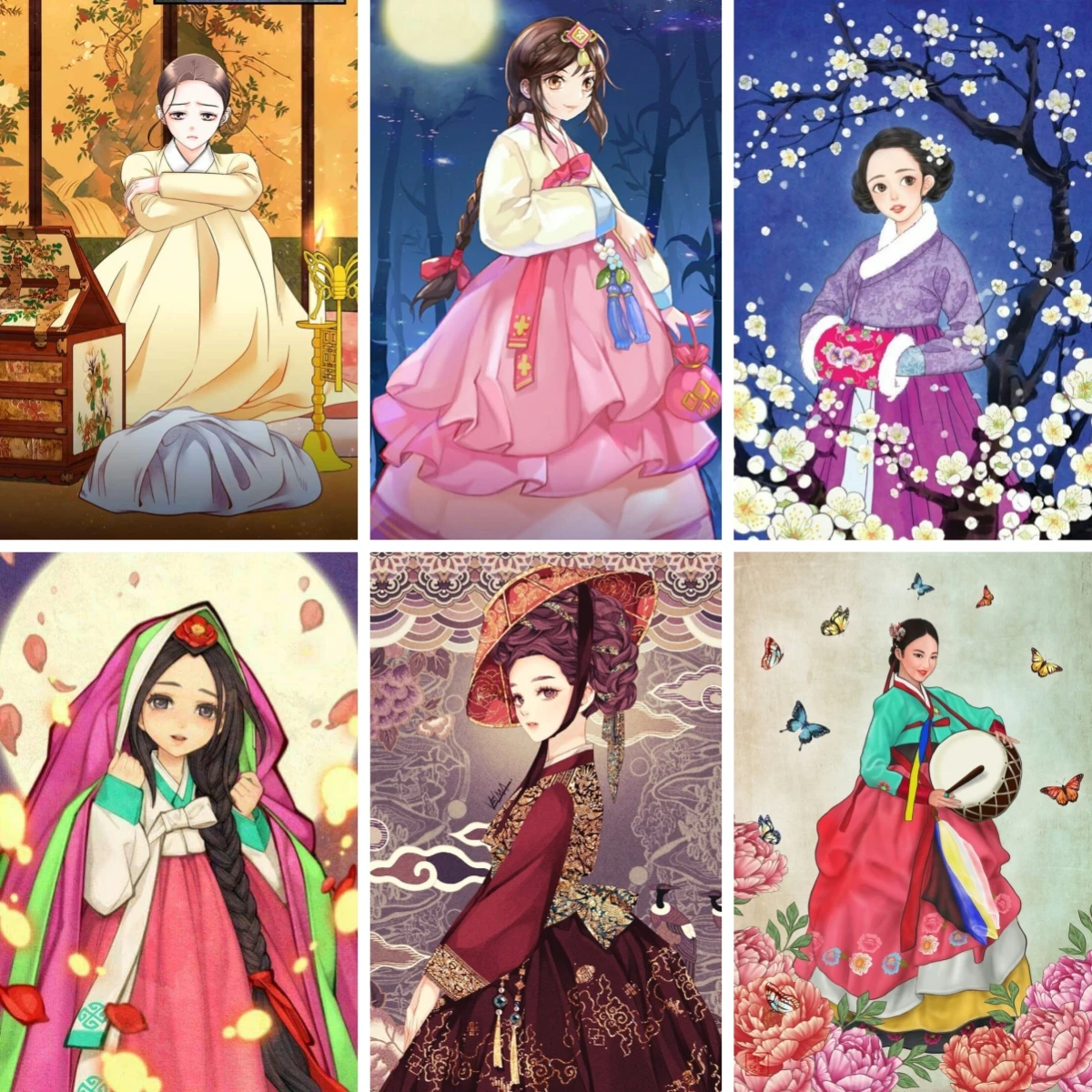 

Diamond Painting Full Square Korean Girl Traditional Hanbok Dress Embroidery Mosaic Cross Stitch Elegant Asian Wall Art