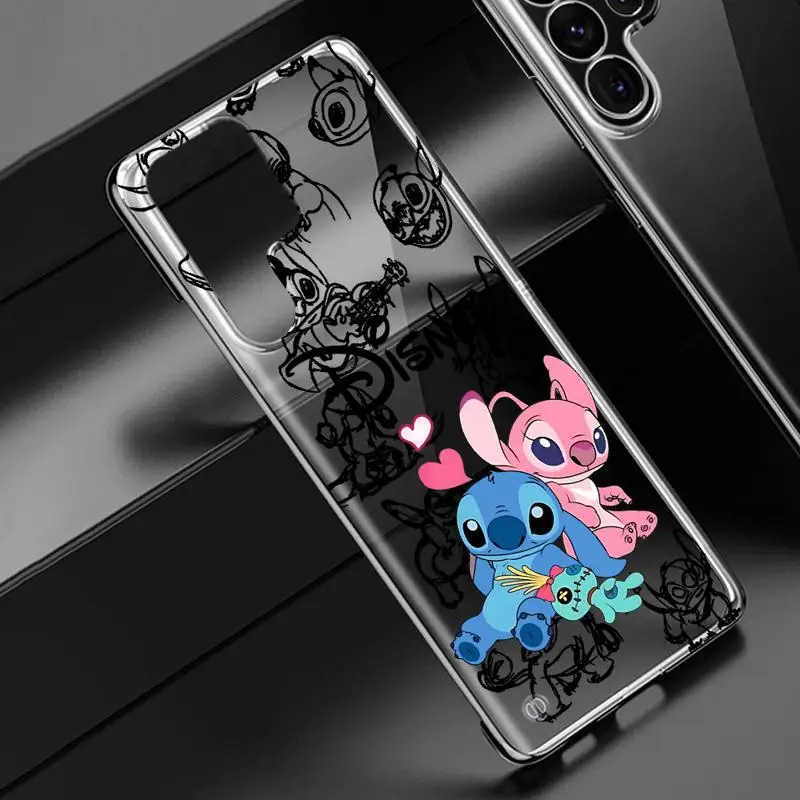 phone case for Samsung Galaxy S24 s23 Ultra FE cases s20 s21plus s22 borderless cooling clear funda Cartoon Disney Stitch Angies