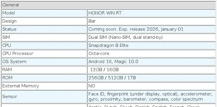 Original HONOR WIN RT 5G Game Mobile Phone 6.83" AMOLED 185Hz Display Snapdragon 8 Elite Battery 10000mAh 100W Wired Smartphone