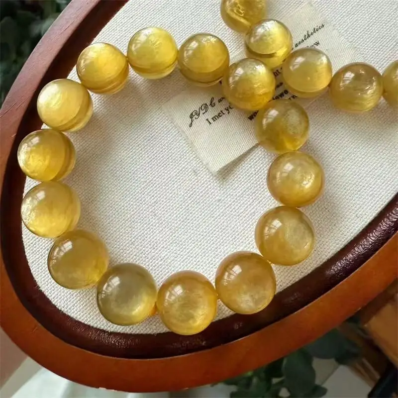 

Natural Golden Lepidolite Bead Bracelet Women Fashion Reiki Healing Energy Gemstone Wrist Jewelry Holiday Gift 1PCS 14/15MM
