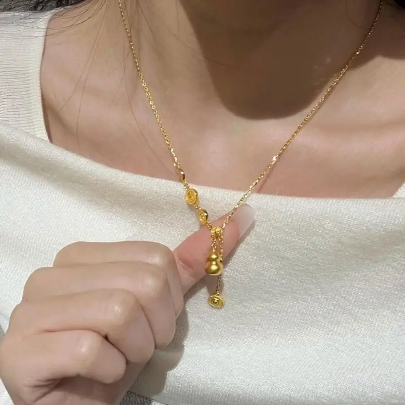 Gourd Necklace Retro Minimalist Chinese Style Glossy Stereoscopic Pendant 1Pc Unique Gift for Best Friend Jewelry Accessory