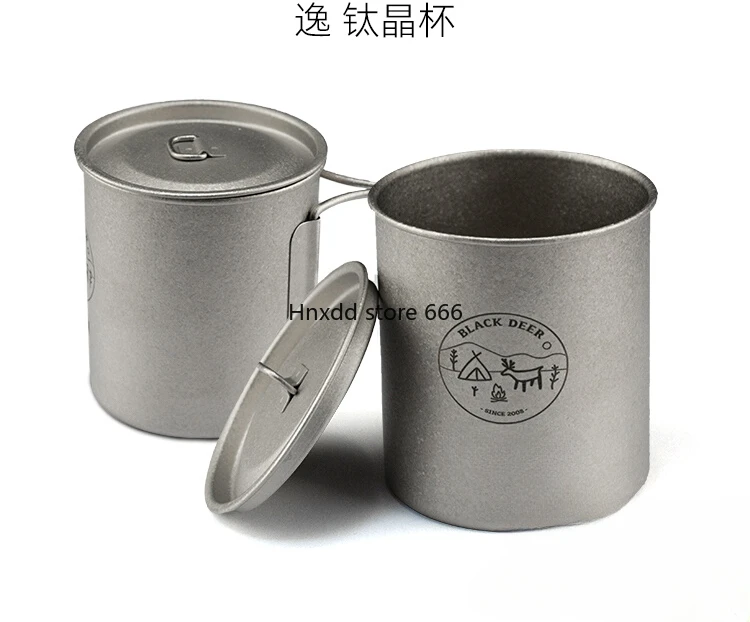 Pure Titanium Cup Exquisite Camping Outdoor Camping Foldable Handle Portable Titanium Crystal Water Cup