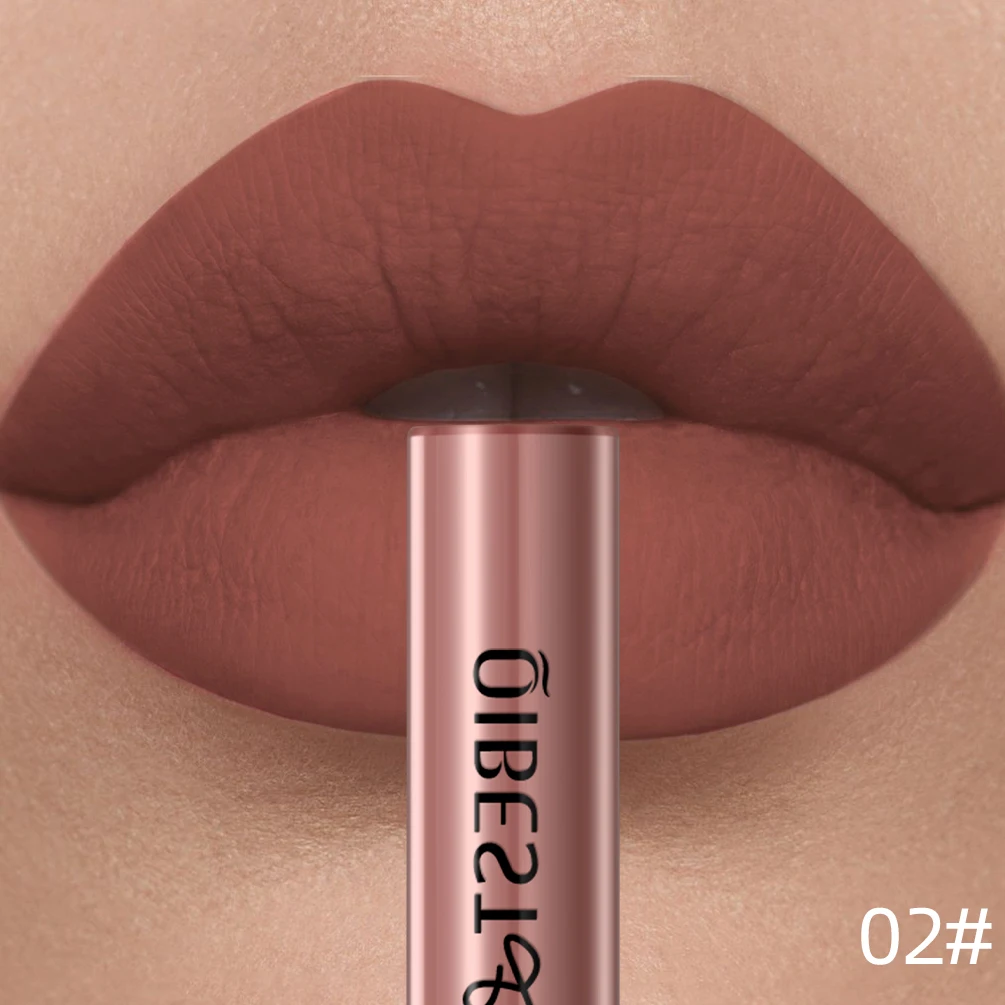 QIBEST Mattflüssiger Lippenstift, wasserdicht, langlebig, samtiger Lipgloss, Tönungsröhre, matt, nacktes Pigment, roter Lipgloss, Lippen-Make-up