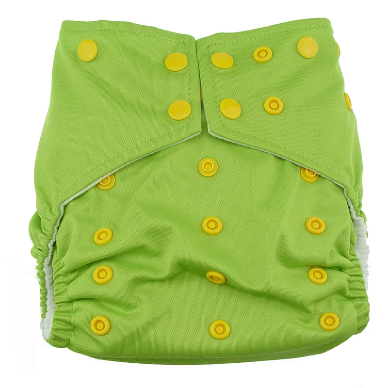 One Set Baby Cloth Diapers Breathable AI2 Diaper Nappy Cover Reusable Soft Minky Solid Color Snaps with 2pcs Inserts