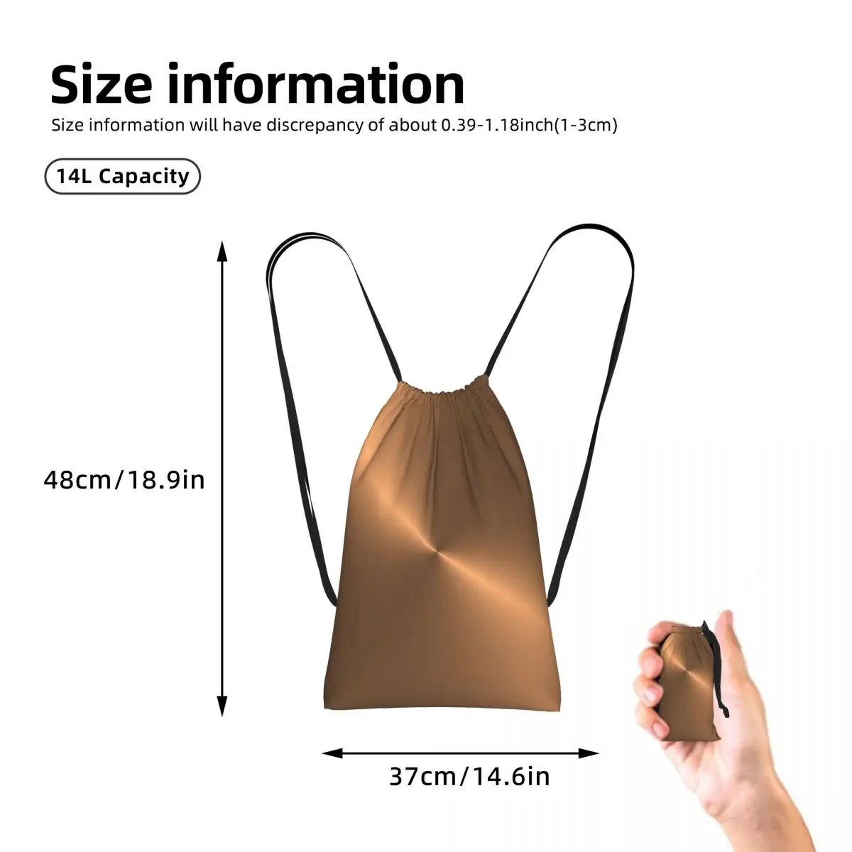Brushed Copper Drawstring Backpack hiking cycling Bag Lightweight Foldable Storage Drawstring Bag for Men Women