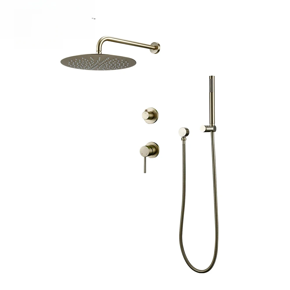 

Gunmetal Shower Faucet Embed Box Wall Mounted 8-16 Inch Rain Head Hot &Cold Shower Tap Handheld 2 Ways Ceiling Arm Bathroom Sys