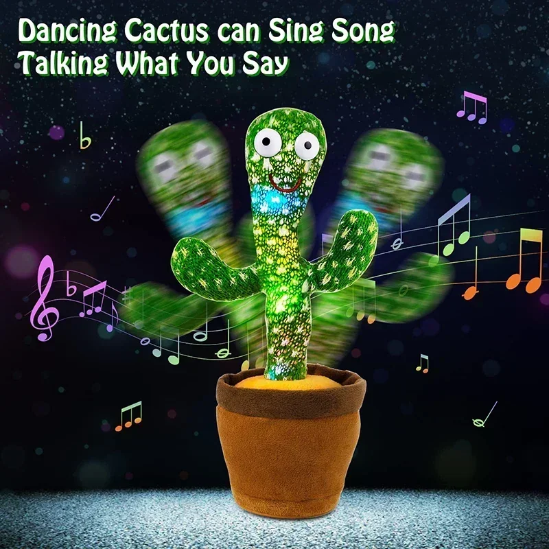 1pc-Giocattolo di cactus da ballo, ripetere parlanti, altoparlante di canzone Wriggle Dancing Sing Talk, peluche ripiene, interazione e decorazione