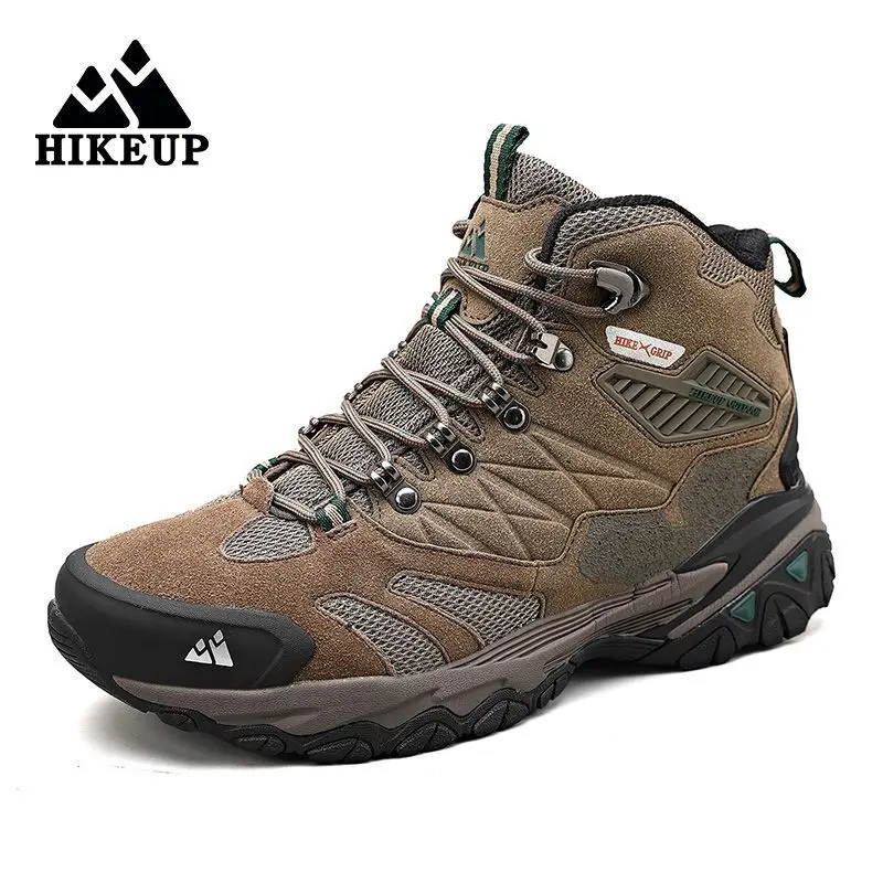 HIKEUP Winter Snow Boots for Men Platform Rubber Ankle Boots Man Designer Hiking Shoes Men\'s Sneakers Winter Leather Hiking Boot