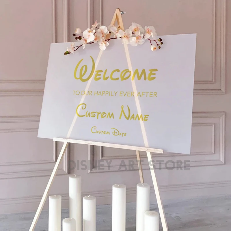 Welcome Fairytale Wedding Sign Vinyl Sticker Personalized Any Texts Board Decals Anniversary Engagement Party Signs Stickers