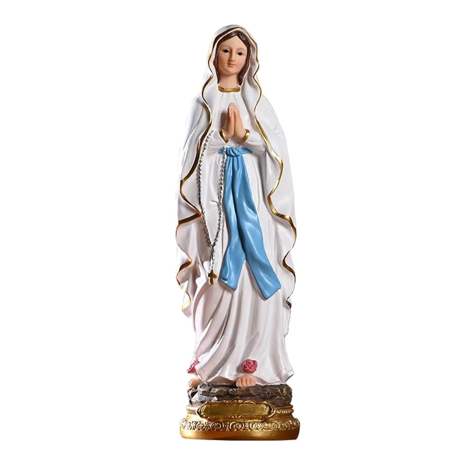 Mary Christian Figure Handmade Resin Tabletop Statue Catholic Home Decor for Prayer Room Decoration