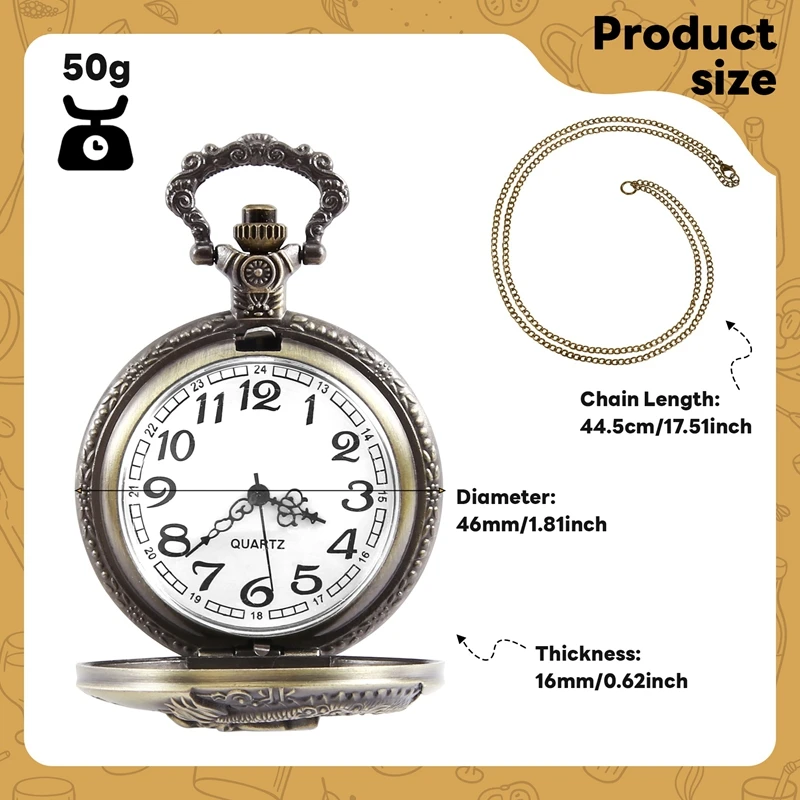 Große bronze geprägte nostalgische Retro große Drachen Taschenuhr im chinesischen Stil