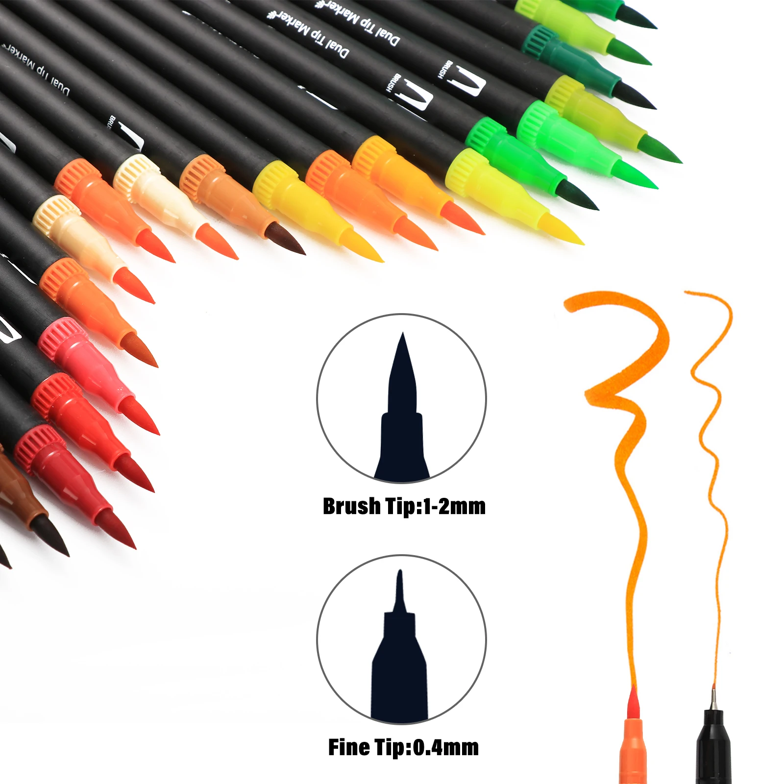 120 Kleuren Aquarel Pennen Set Dual Tip Penseel Art Markers Pen Voor Het Tekenen Van Schilderen Kalligrafie Kunst Benodigdheden Kleuring Kids