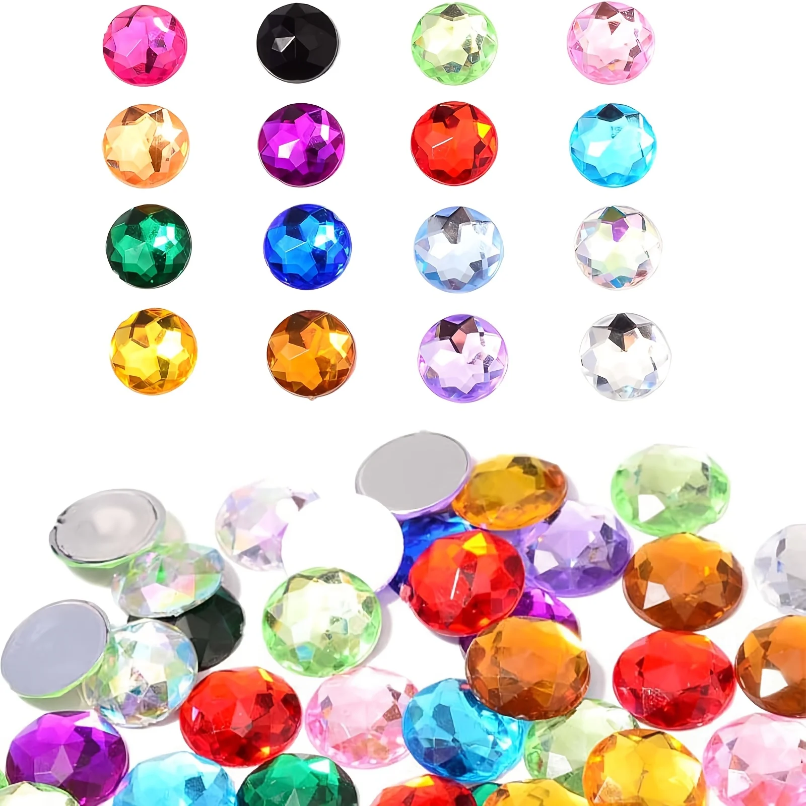 

Round Flatback Acrylic Rhinestones Colorful Plastic Gems for DIY Jewelry Wedding Craft Invitations Decorations Shiny Rhinestones