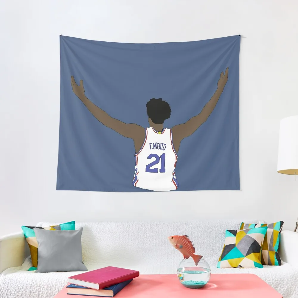 Joel Embiid Embrace The Crowd Tapestry Wall Hanging Decor Bedroom Decor Aesthetic Tapestry