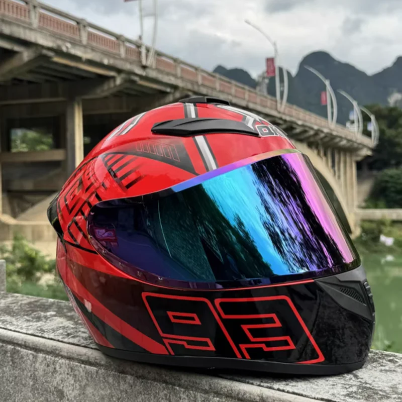 خوذة دراجة نارية فاخرة بتصميم النمل الأحمر لكامل الوجه مع مادة ABS متقدمة تقلل من تعب الرقبة أثناء رحلة لمسافات طويلة #1