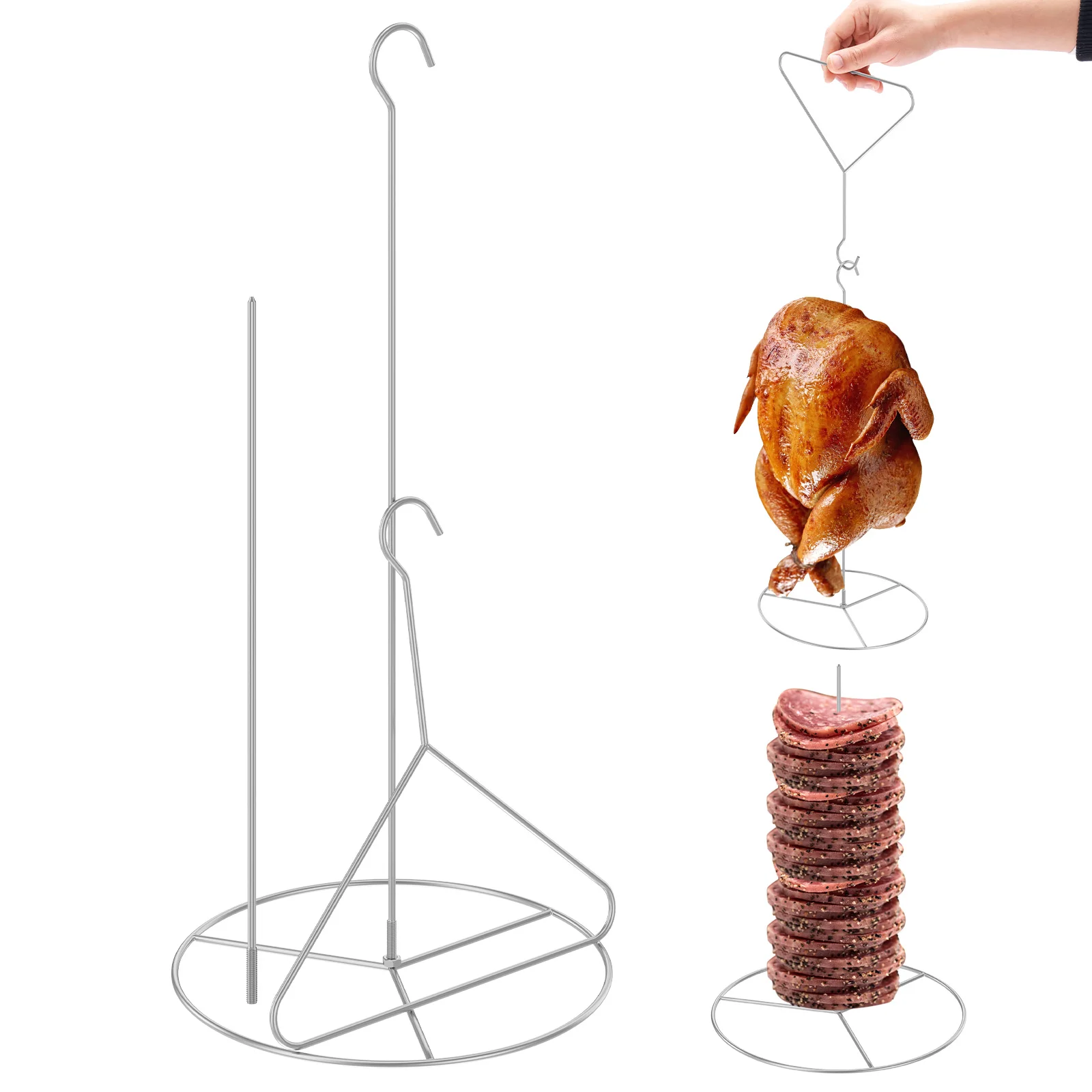 

Stainless Steel Turkey Fryer Stand Kit Vertical Chicken Roaster Stand Rack Turkey Fryer Grill Accessories for Deep Fry Pot & BBQ