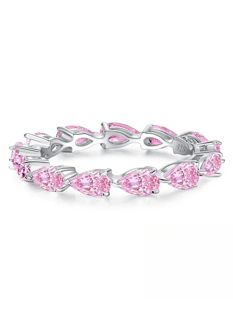 Modischer Glänzender Wassertropfenförmiger Ring für Damen 925 Sterling Silber Verlobungs- und Hochzeitsschmuck Luxuriöser Hochwertiger Edel-Schmuck – Detail 4