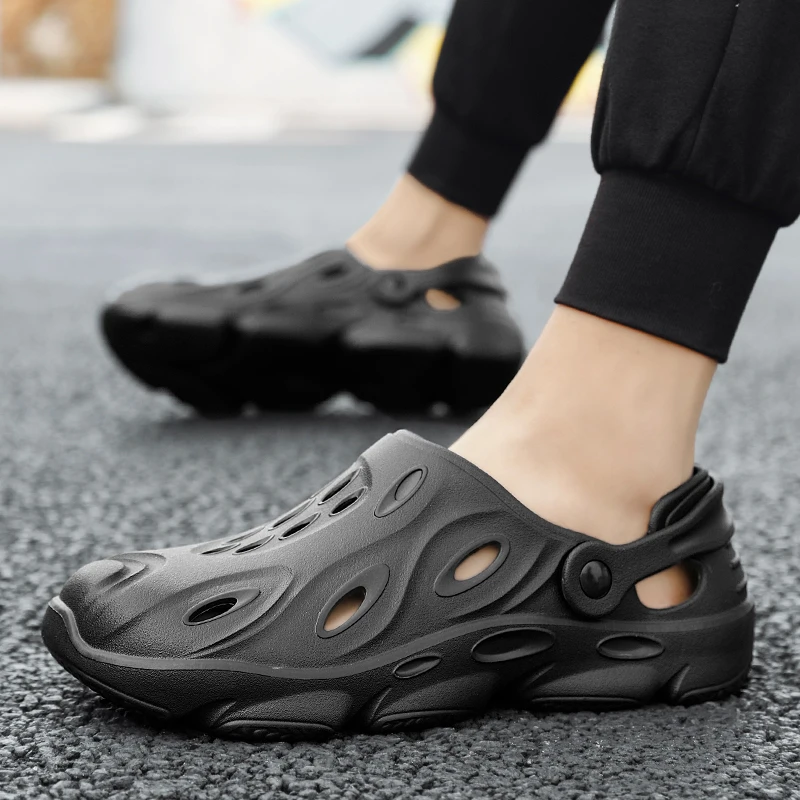 2024 Summer Breathable Oversized Men Sandals Outdoor Wear Anti-slip Beach Cool Shoes Shoes Men Eva Material Backless Slip-on