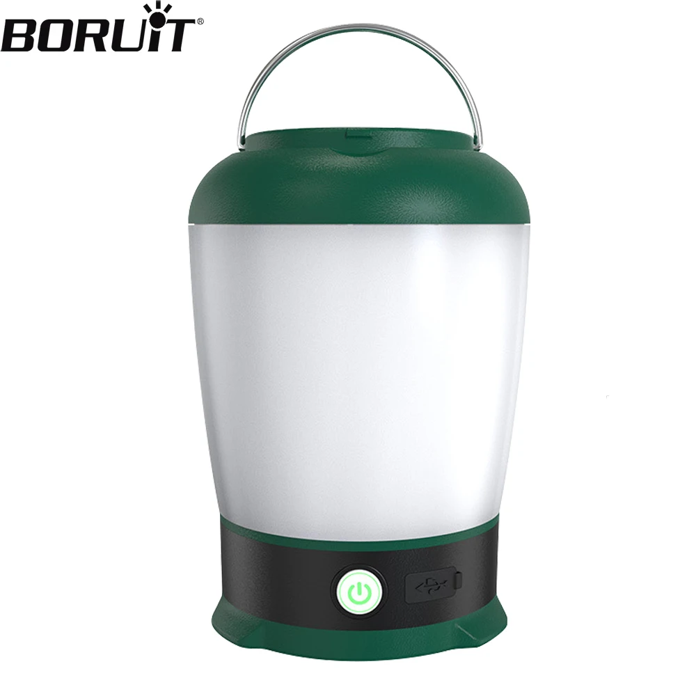 BORUiT портативный фонарь для кемпинга, лампа для палатки, USB перезаряжаемый светильник для кемпинга, уличный подвесной светильник для пешего туризма, рыбалки, встроенный аккумулятор