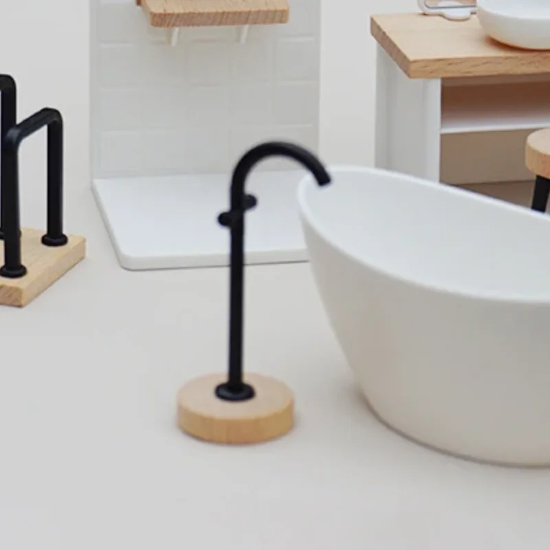 1/12 인형집 시뮬레이션 세면대 욕조 화장실 모델 인형집 욕실 장식 인형집 미니어처 가구 액세서리