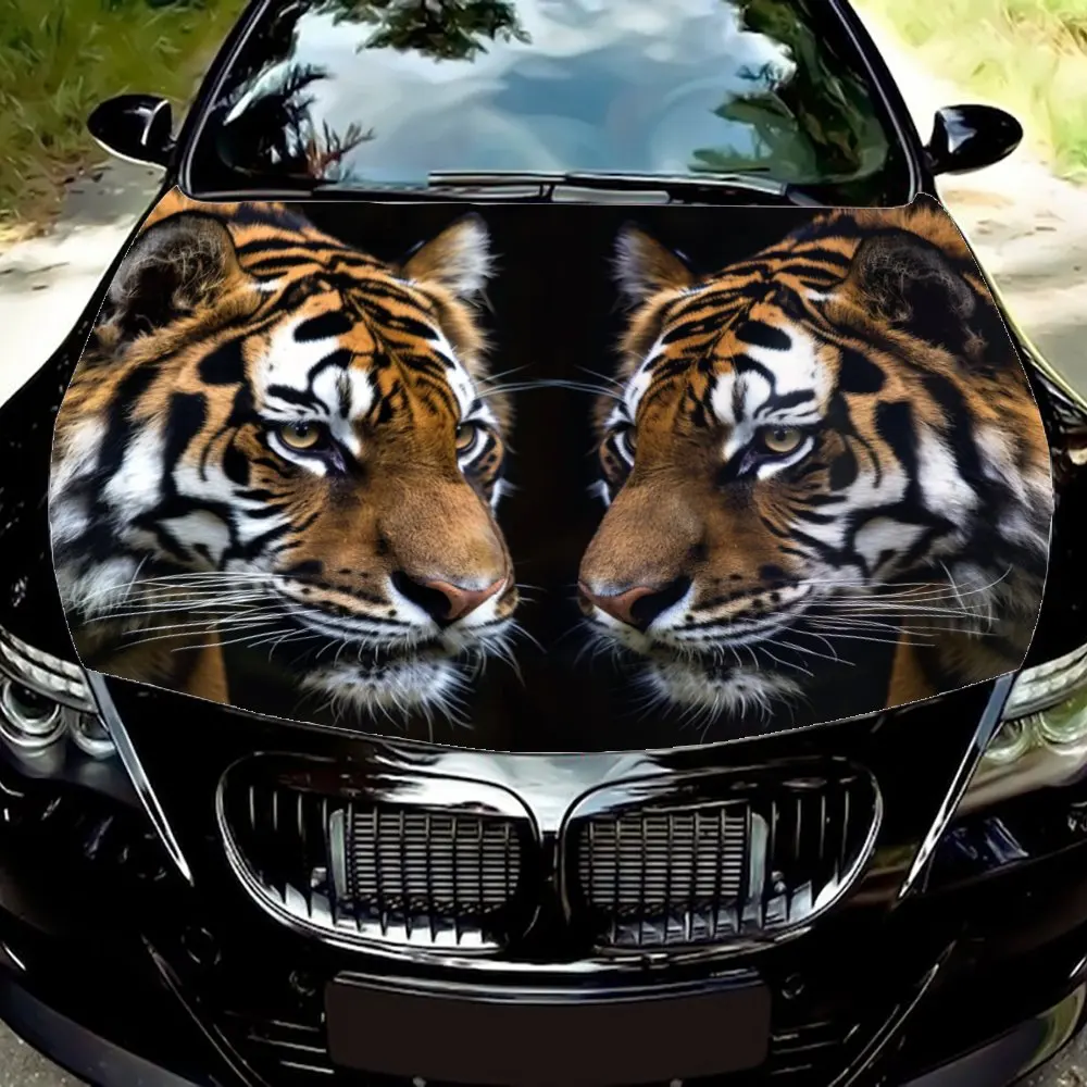 Voiture ronde sur le thème du tigre, transformez l'apparence de votre véhicule avec ce rond en vinyle de qualité professionnelle