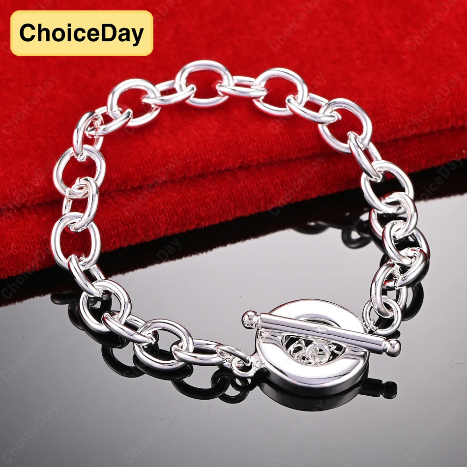 

ChoiceDay 8 Inch 925 Sterling Silver 20cm Delicate Round Bracelet Women Girlfriend Jewelry Gift Accessories