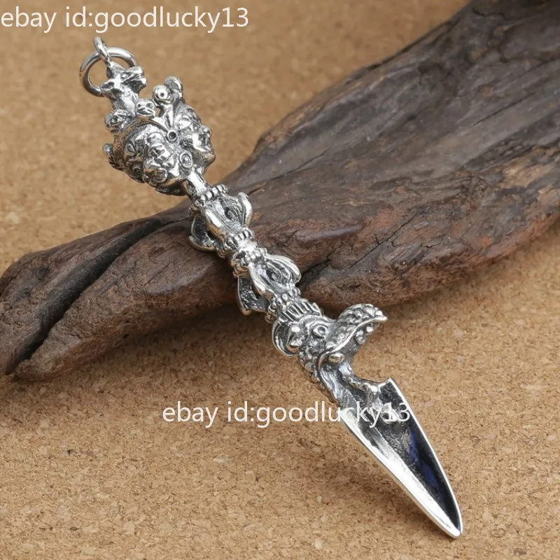 Colgante de plata de ley 925 para hombre, amuleto kīla Vajra Dorje Phurba