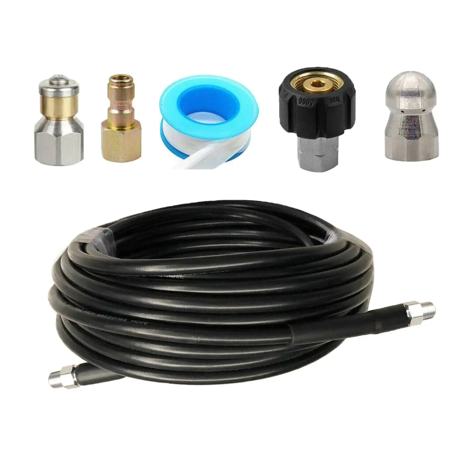 High Pressure Washer Extension Hose Set 30M 1/4 Inch NPT Button Nose 4000PSI