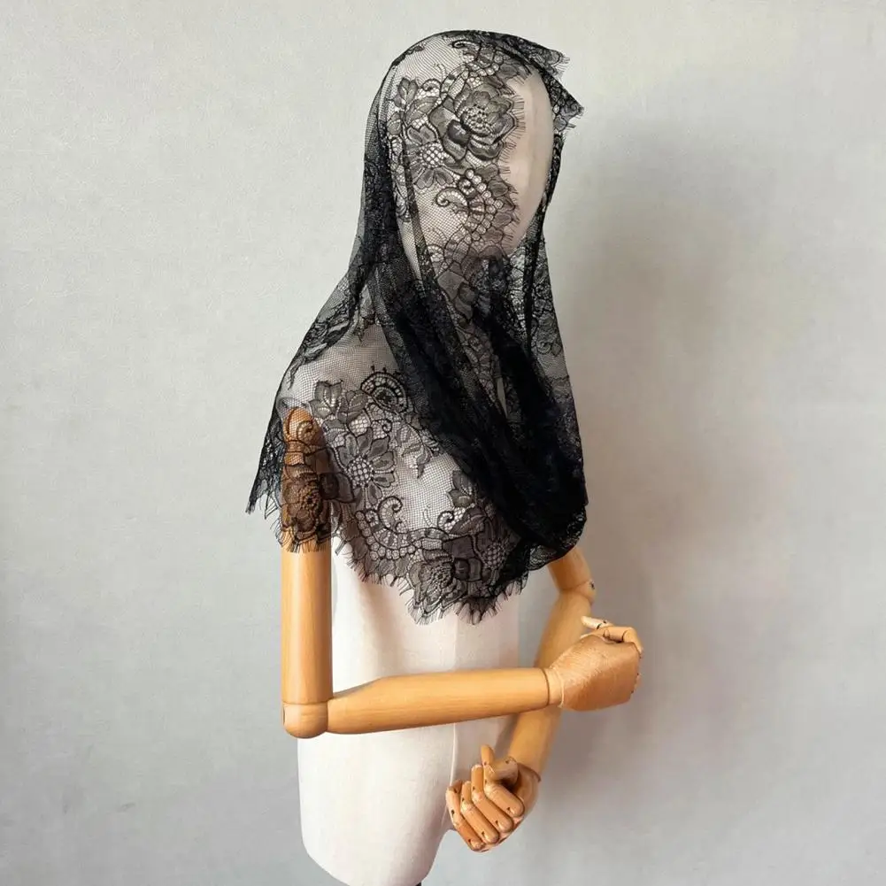 Bride Lace Veils See-through Lace Mantilla Floral Embroidery Holy Vintage Wedding Hair Scarf Special Occasions Head Covering