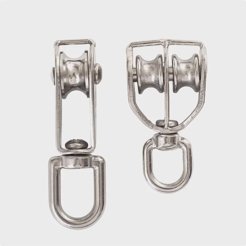 M15/M20//M25/M32/M50 Durable Swivel 304 Stainless Steel Double Sheave Wire Rope Pulley Block Chain Traction Wheel