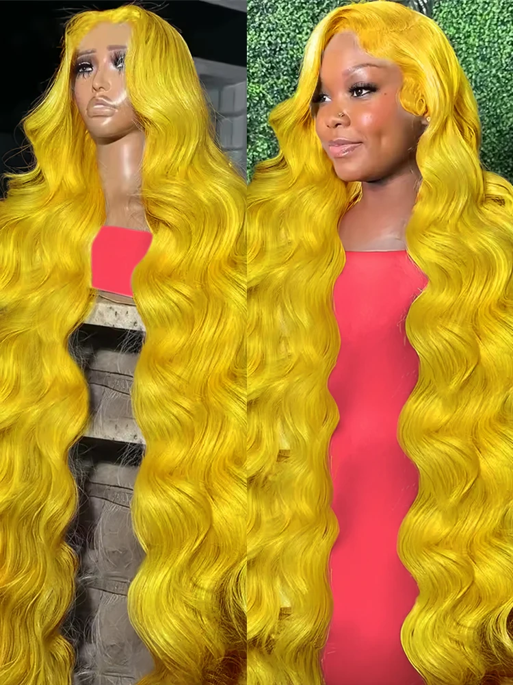 

30 40 Inches Body Wave Light Yellow 13x6 HD Lace Frontal Human Hair Wig Brazilian 613 Colored 13x4 Lace Front Wig For Women 250%
