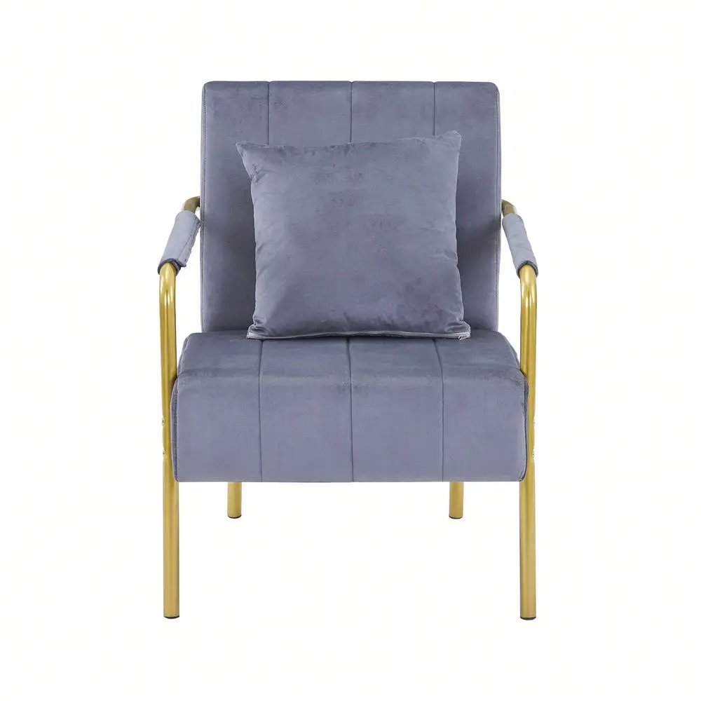 

Accent Chair Luxurious Velvet Couch With GoldTone Metal Arms Legs For Living Room, Home Office Studio