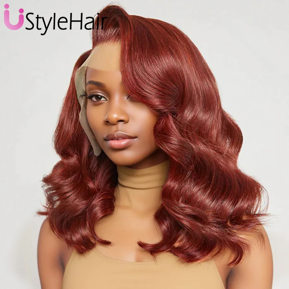 UStyleHair النحاس موجة قصيرة شعر مستعار الدانتيل الجبهة الشعر الاصطناعية شعري الطبيعي الاستخدام اليومي بوب شعر مستعار قصير الجسم موجة الباروكات للنساء