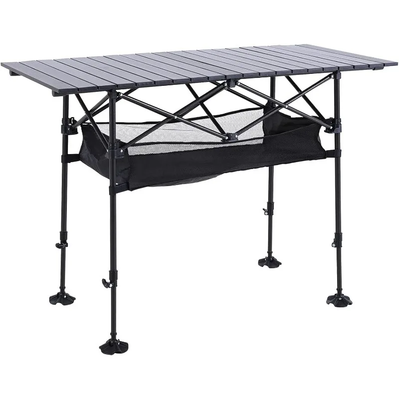 

Camping Table Outdoor Portable with Storage Adjustable Aluminum Table for Grill Travel Table Outdoor