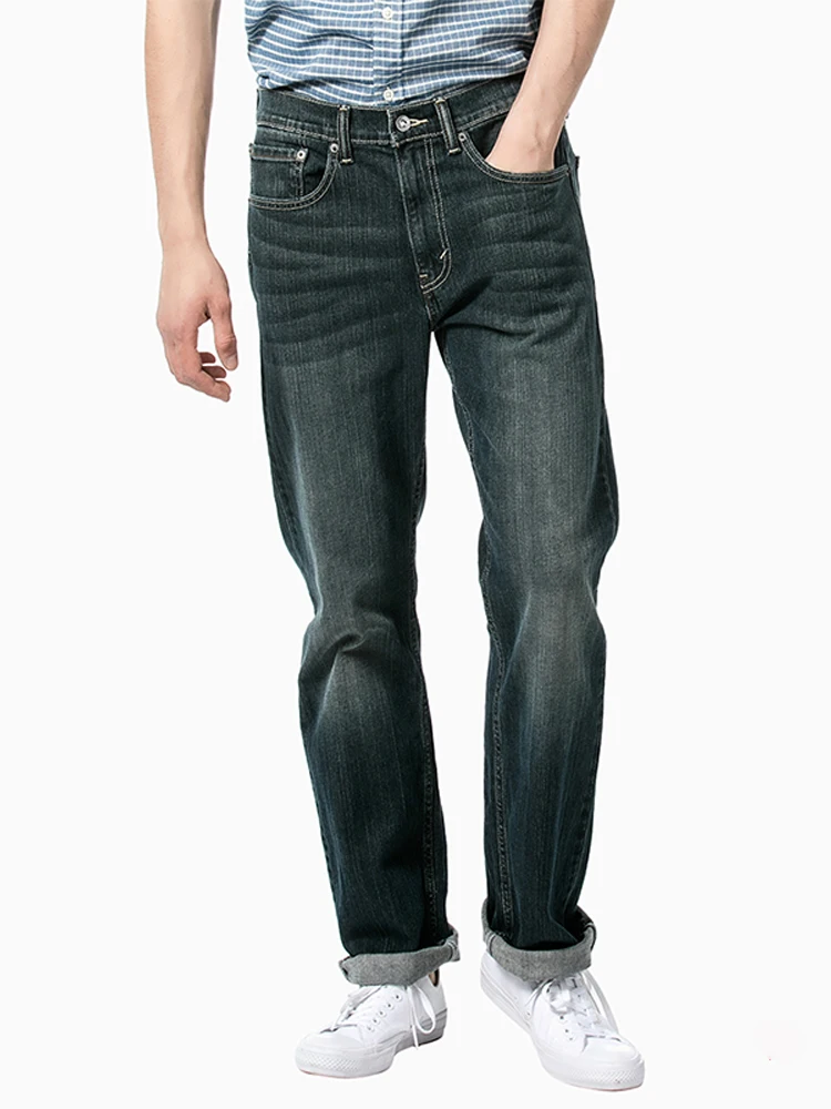 

Loose Straight Leg Men's Jeans Korean Japanese Sle Spring Long Trousers Cotton Polyester Blend Comfortable Casual Jeans