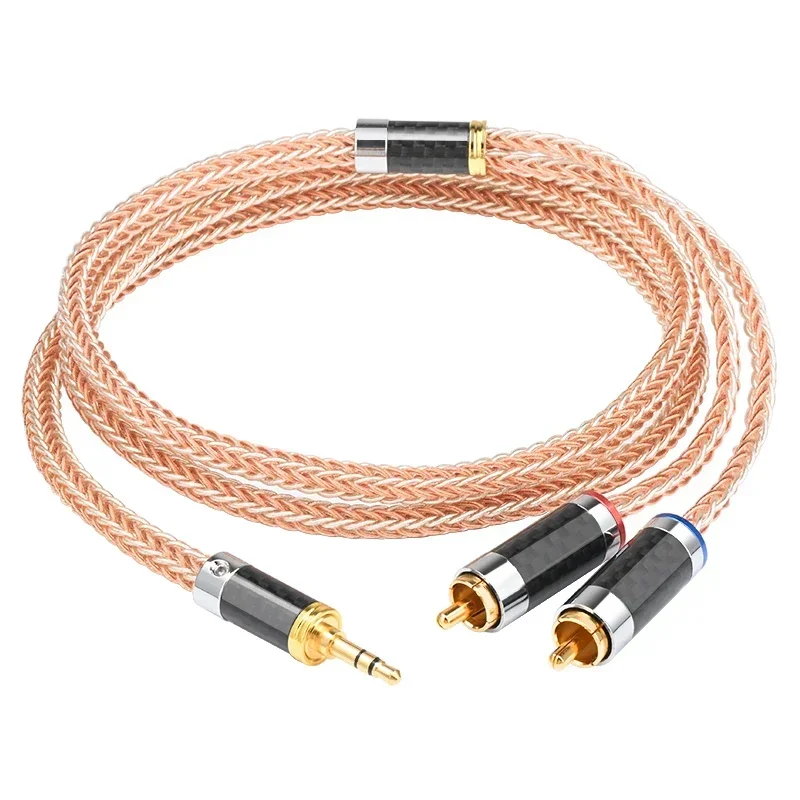 HIFI 3.5mm to 2 RCA cable OCC and silver plated Stereo Cable AUX RCA Jack 3.5 Y Splitter for iPhone MP3 DVD Amplifier