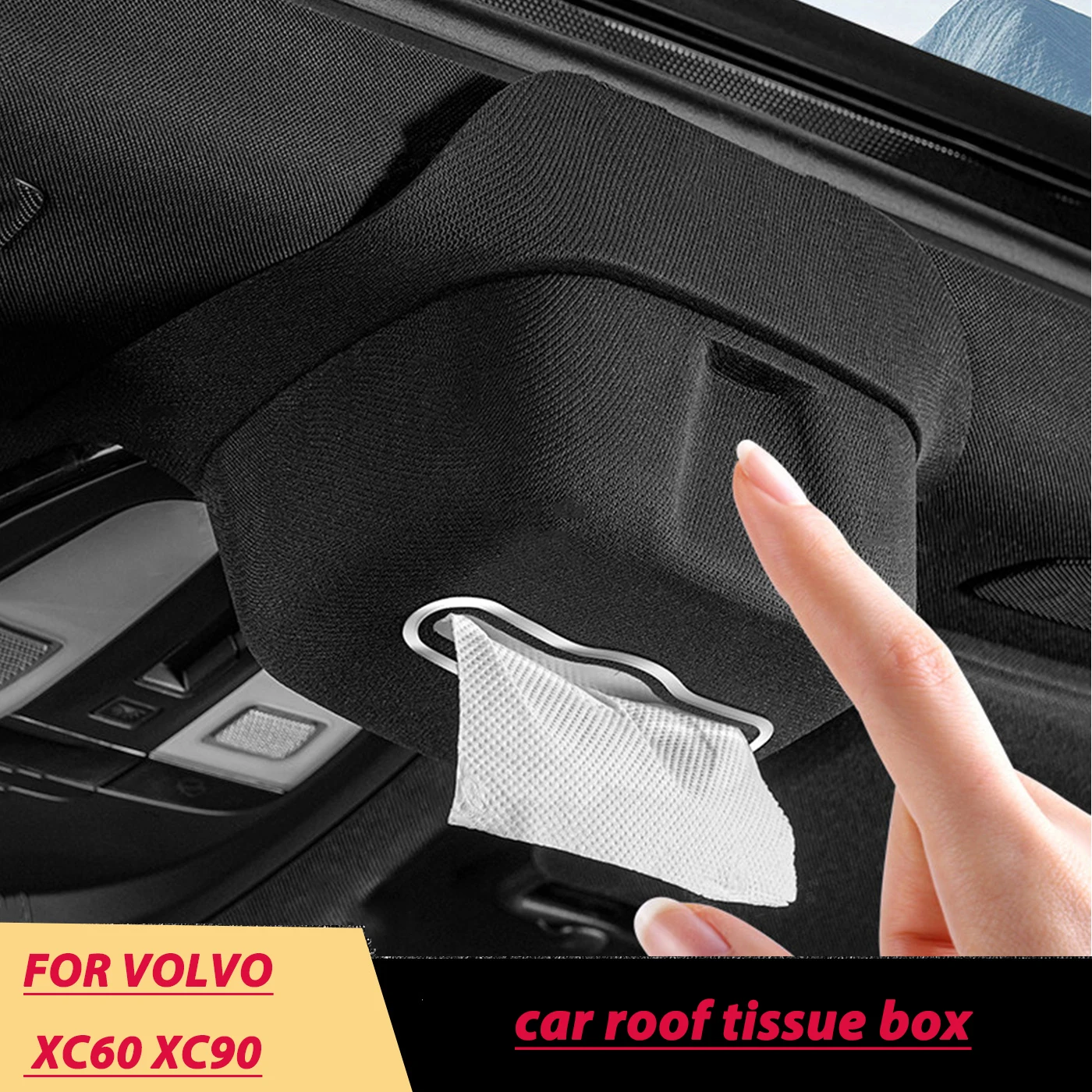 For Volvo XC60 XC90 car roof tissue box, car storage magnetic suction paper bag, car supplies interior