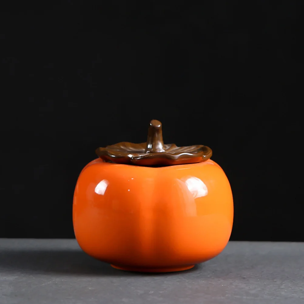 

Persimmon Shape Tea Can Ceramic Sealed Canisters Coffee Food Storage Containers Loose
