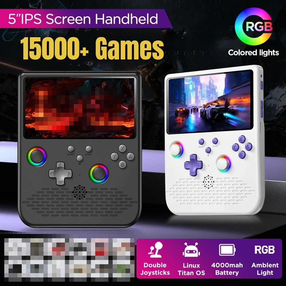 H5 Retro Games Console 4000mAh Video Game Console 5-inch IPS Screen 15000 Games Portable Game Player Supports 34 Simulator