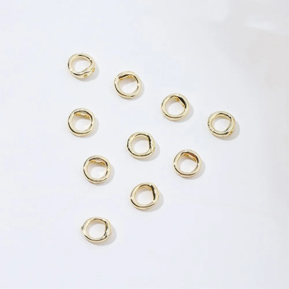 10/20Pcs 18K Gold Double Hole Connector Rings End Bead Findings For DIY Bracelet Necklace Jewelry Making Supplies Accessories