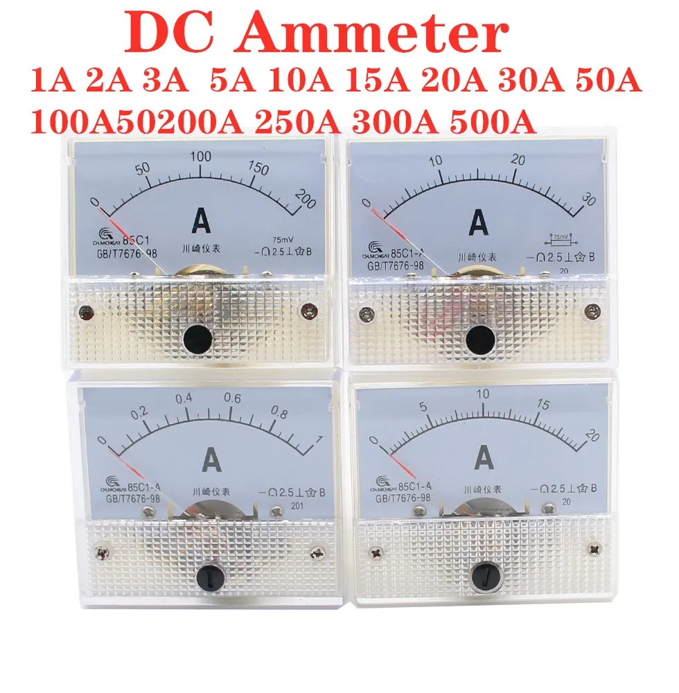 85C1 DC Analogowy woltomierz panelowy Amperomierz Amp Miernik woltomierza 1A 5A 10A 20A 30A 50A 75A 100A 150A 200A 250A 300A 400A 500A
