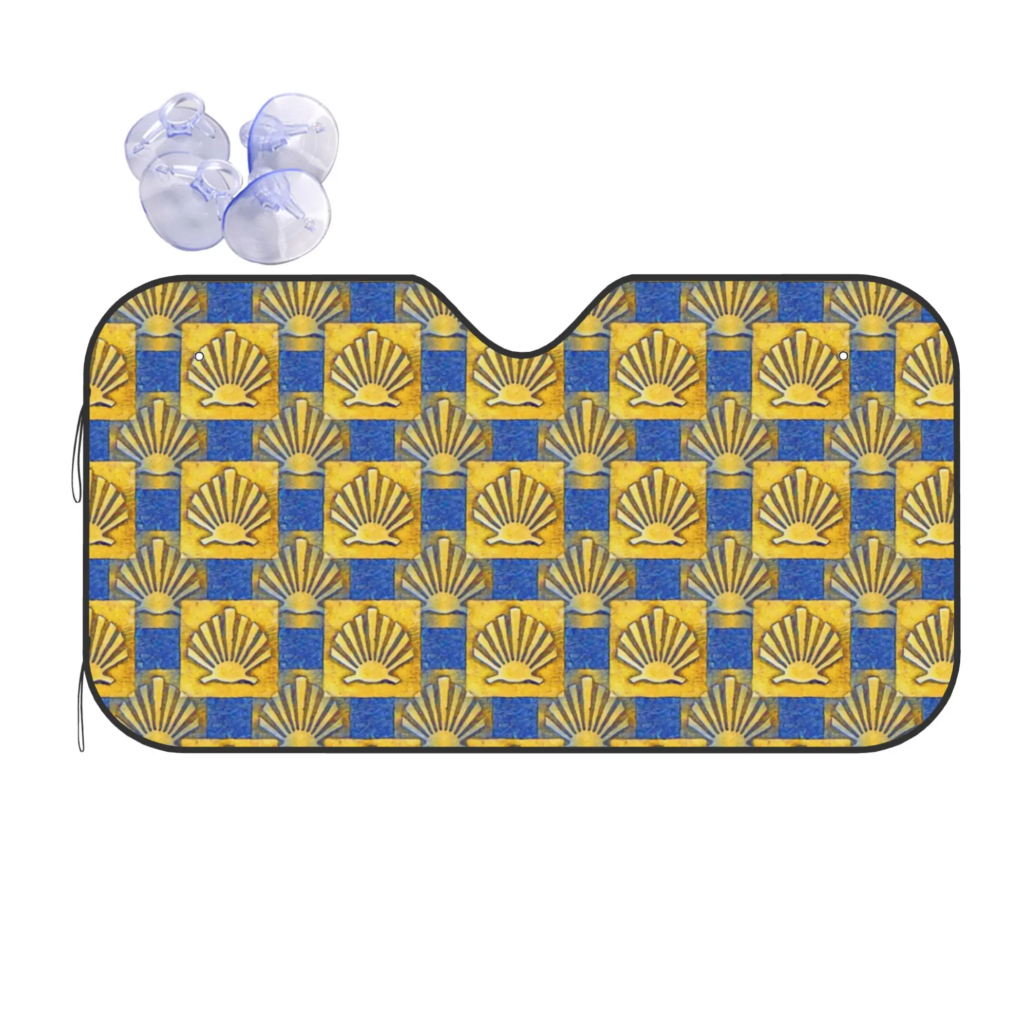 Camino De Santiago Scallop Shell Car Front Windshield Sun Visor UV Protection Car Sun Shade Aluminum Foil Car Sunshade