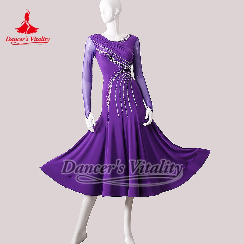 블랙 레드 퍼플 선택할 수있는 세 가지 색상 볼룸 댄스 전문 연습 의류 왈츠 탱고 훈련 수업 착용 맞춤형