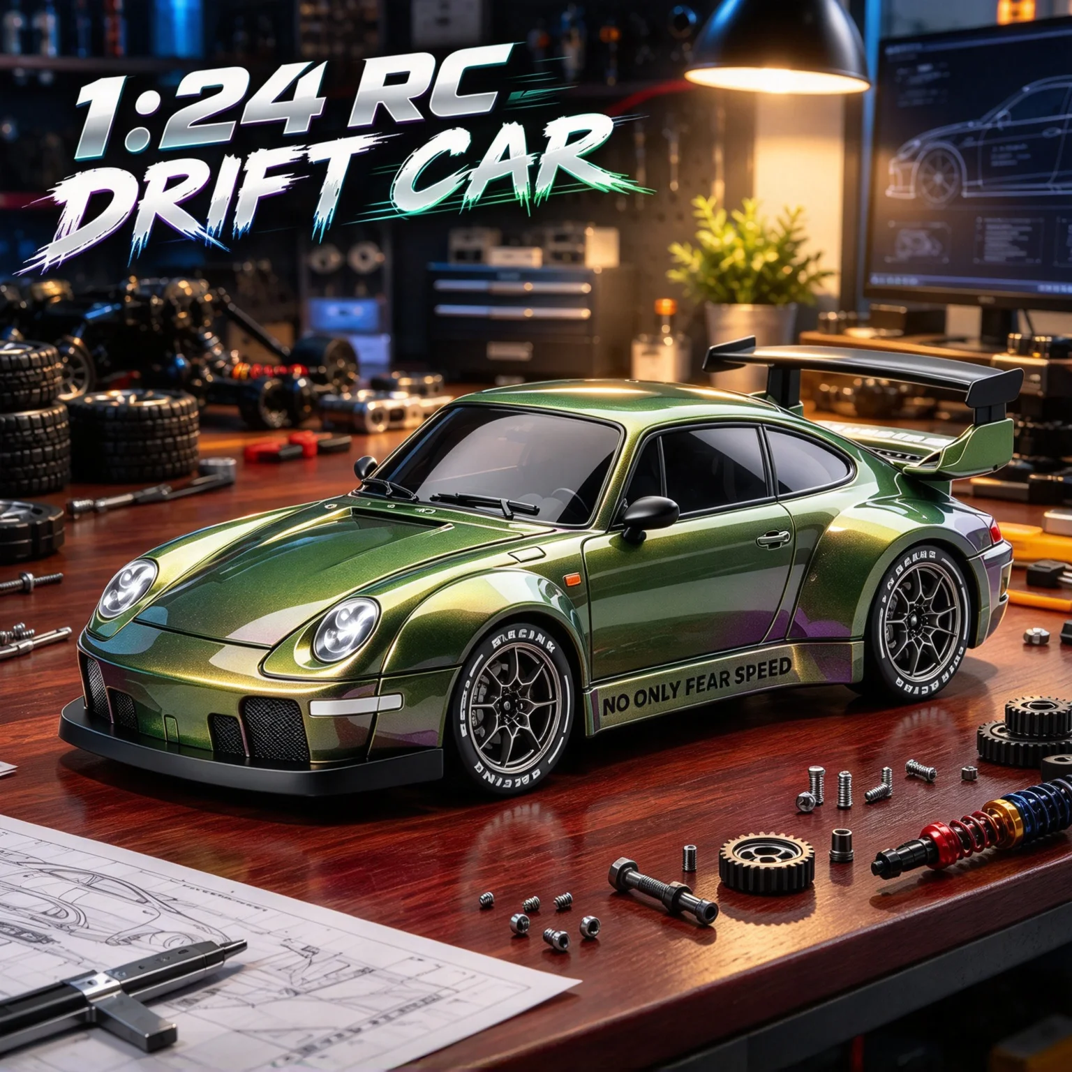 1/24 RC racing drift car, four-wheel drive children's remote-controlled racing model toy, professional toy gift for boys