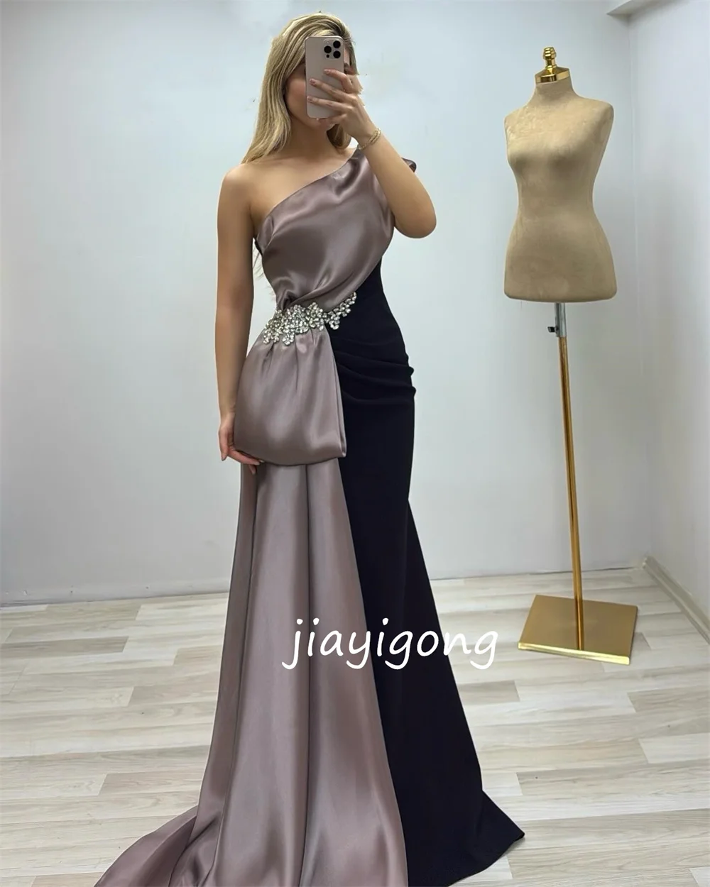 Abiti lunghi monospalla a sirena con paillettes pieghettate in jersey Pastrol personalizzati Abiti da sera su misura per occasioni speciali in stile cinese