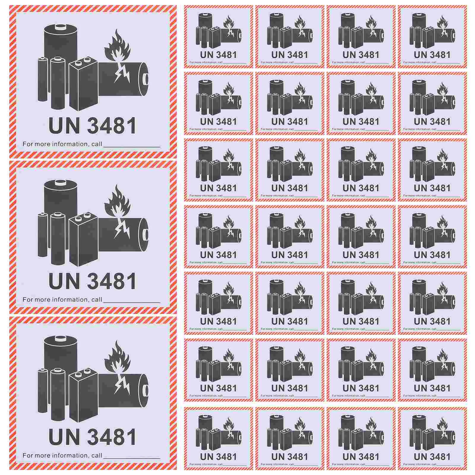 100 Sheets Shipping Labels Un3481 Fire Lithium Batteries Stickers Copper Plate