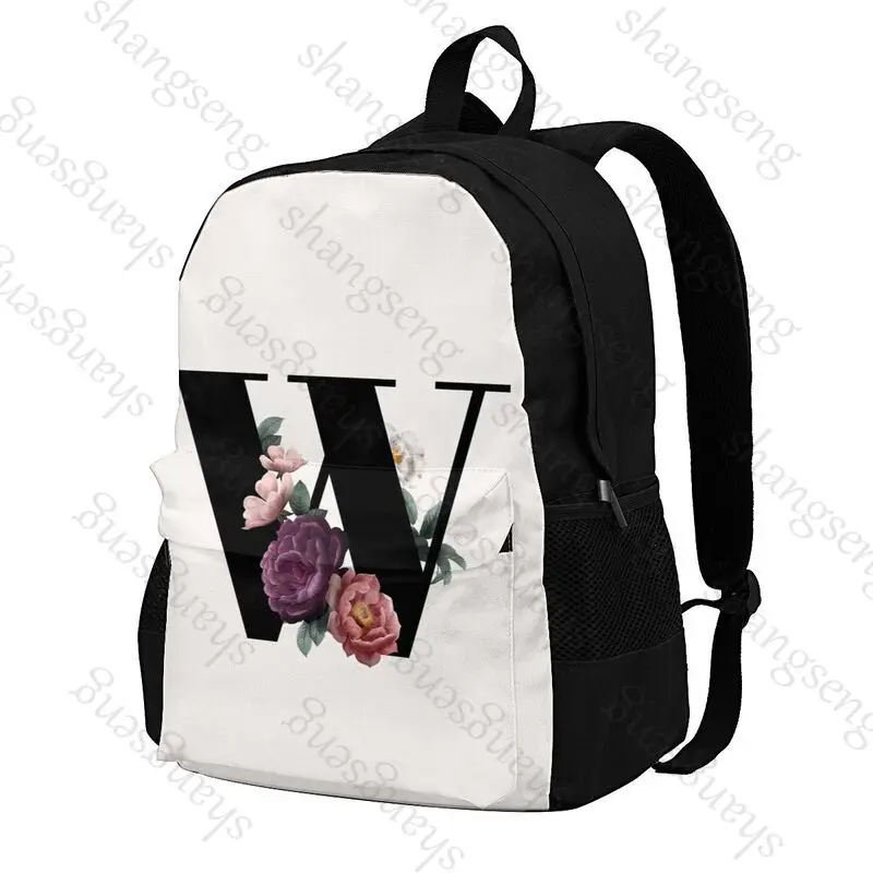 Initial Flower Backpack School Geschikt voor studentenvakantie en reisrugzak laptop USB-rugzak