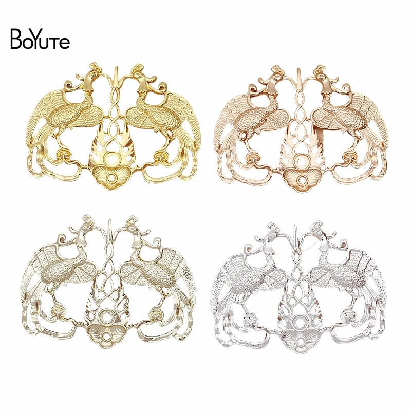 BoYuTe (10 Pieces/Lot) Metal Alloy 45*56.5MM Flaming Phenix Materials Hand Made DIY Retro Court Hair Jewelry Accessories