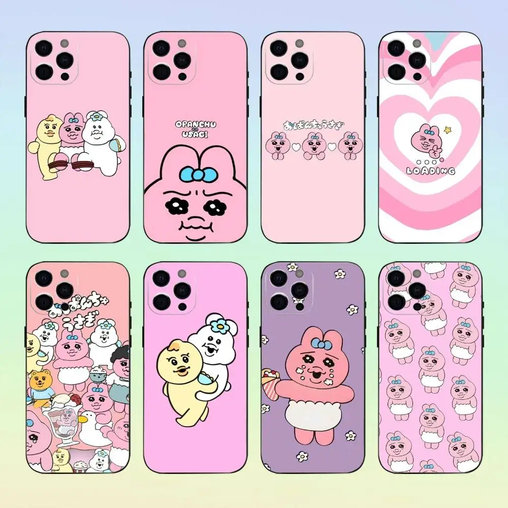 

K-Kawaii O-OpanchuS UsagiS Phone Case Silicone Soft For IPhone 17 16 15 14 13 12 11 Black Soft Silicone case