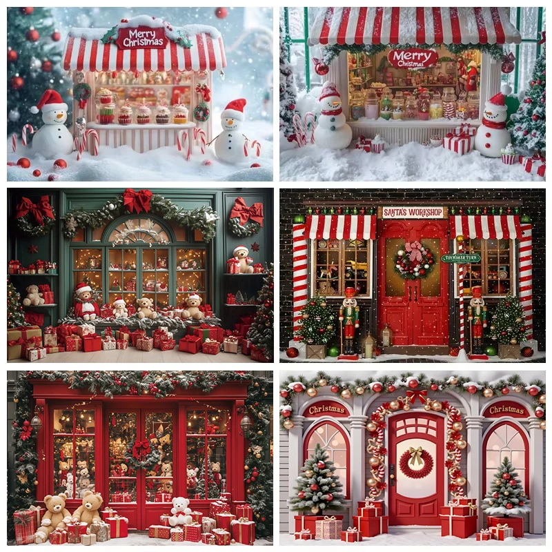 Weihnachts geschäft Fotografie Hintergrund Winter Schnee Kiefern Kranz Geschenk Familie Frohe Weihnachten Party Dekoration Foto Hintergrund